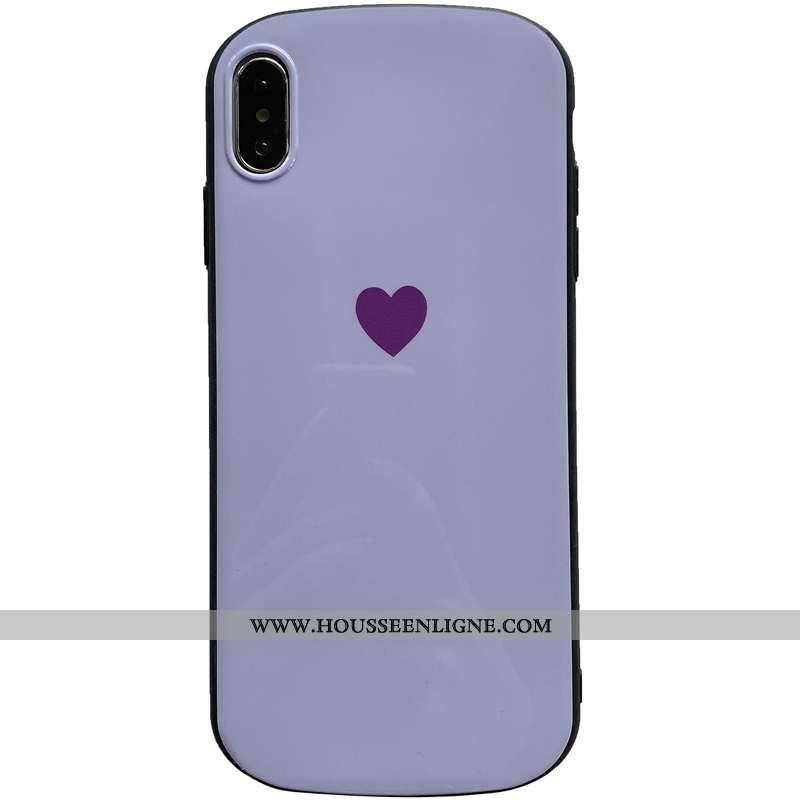 Coque iPhone X Protection Personnalité Simple Téléphone Portable Étui Amour Violet