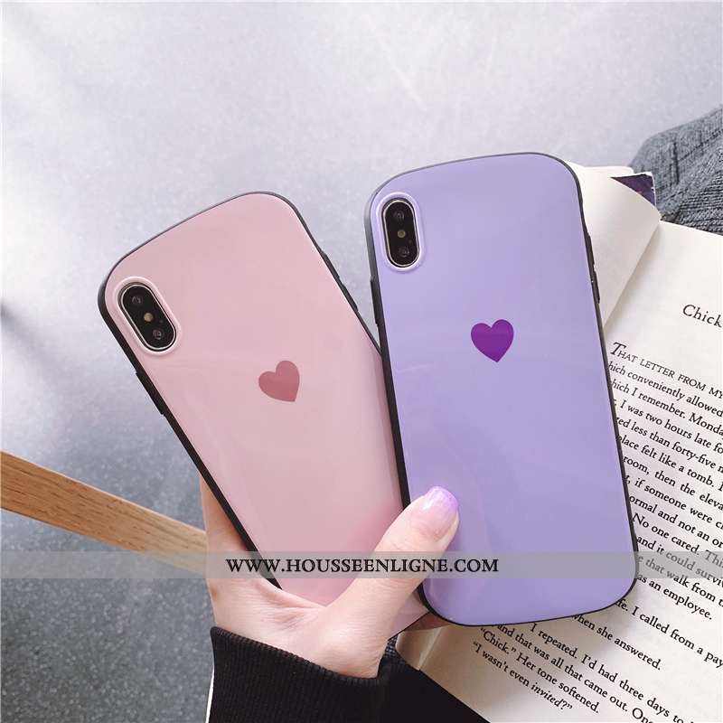 Coque iPhone X Protection Personnalité Simple Téléphone Portable Étui Amour Violet