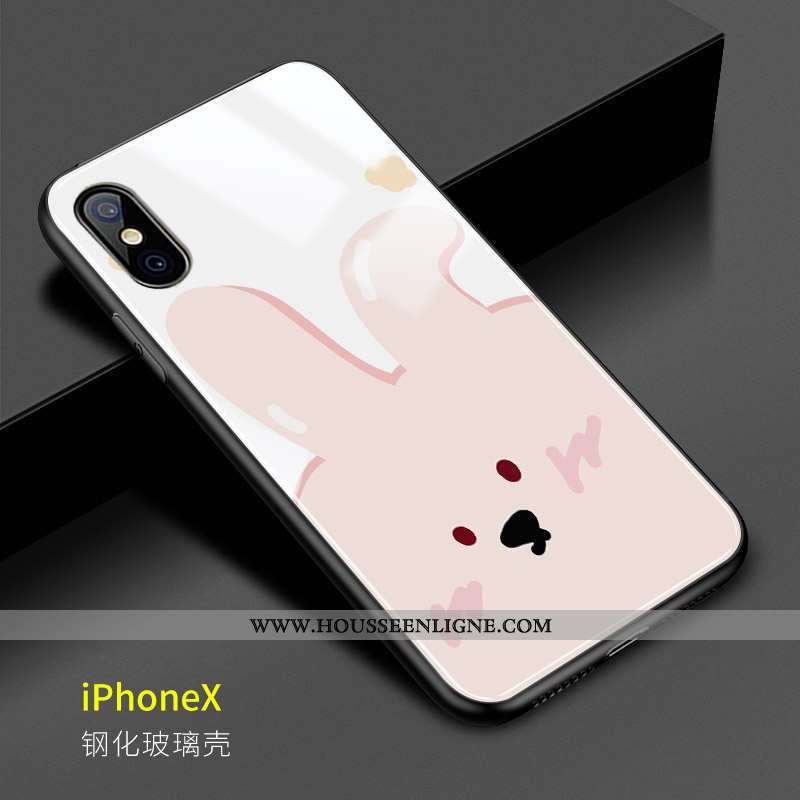 Coque iPhone X Silicone Protection Tout Compris Rose Blanc Charmant Blanche