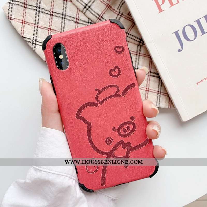Coque iPhone Xr Créatif Gaufrage Fluide Doux Protection Incassable Modèle Fleurie Rouge