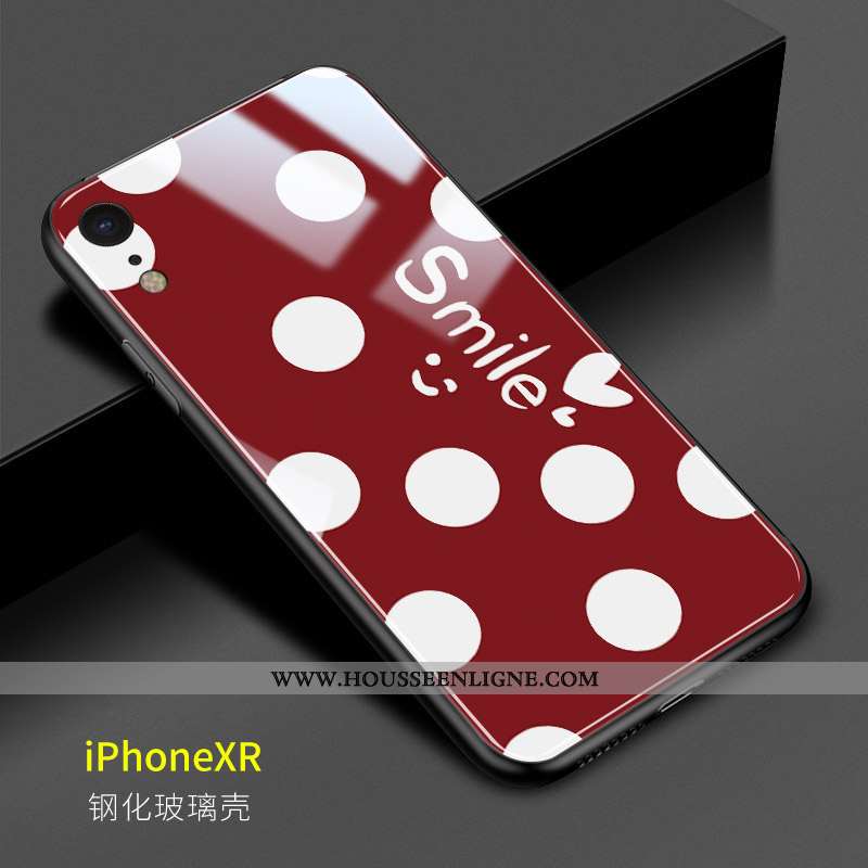 Coque iPhone Xr Tendance Mode Point D'onde Téléphone Portable Frais Verre Rouge