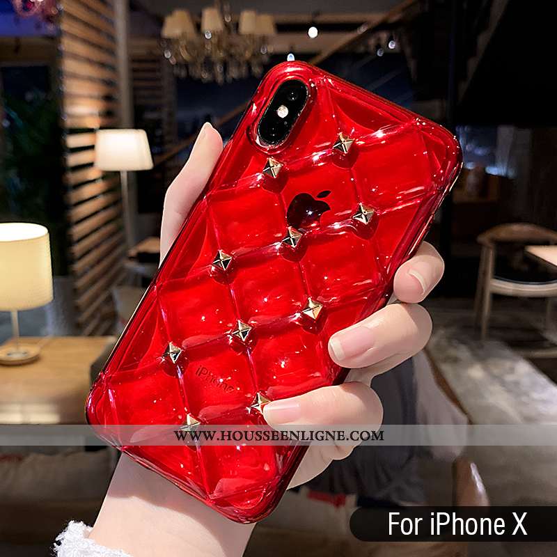 Coque iPhone Xs Créatif Tendance Silicone Transparent Fluide Doux Téléphone Portable Rouge