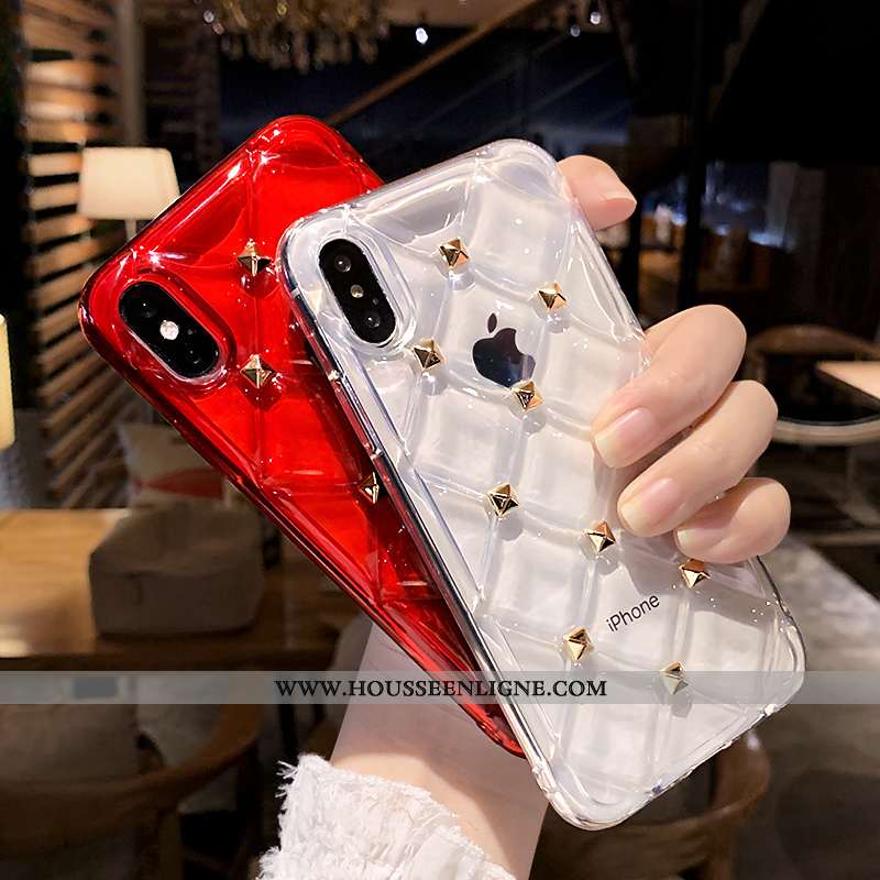 Coque iPhone Xs Créatif Tendance Silicone Transparent Fluide Doux Téléphone Portable Rouge