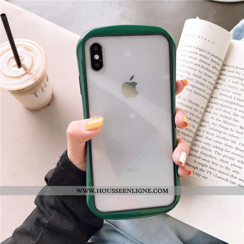 Coque iPhone Xs Max Créatif Fluide Doux Incassable Étui Protection Transparent Vert Verte