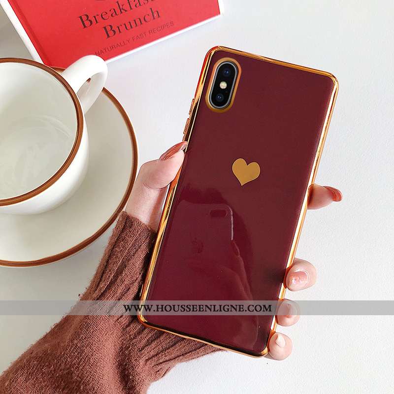 Coque iPhone Xs Max Créatif Silicone Téléphone Portable Rouge Incassable Simple Tout Compris