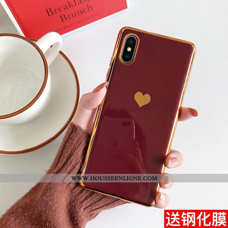 Coque iPhone Xs Max Créatif Silicone Téléphone Portable Rouge Incassable Simple Tout Compris