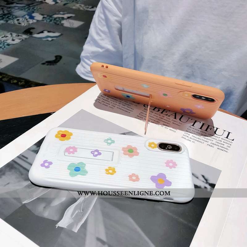 Coque iPhone Xs Modèle Fleurie Fluide Doux Support Incassable Dimensionnel Vert Créatif Verte