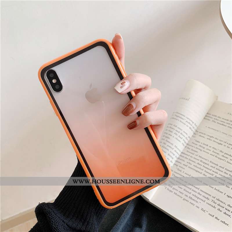 Coque iPhone Xs Personnalité Créatif Incassable Téléphone Portable Transparent Silicone Orange