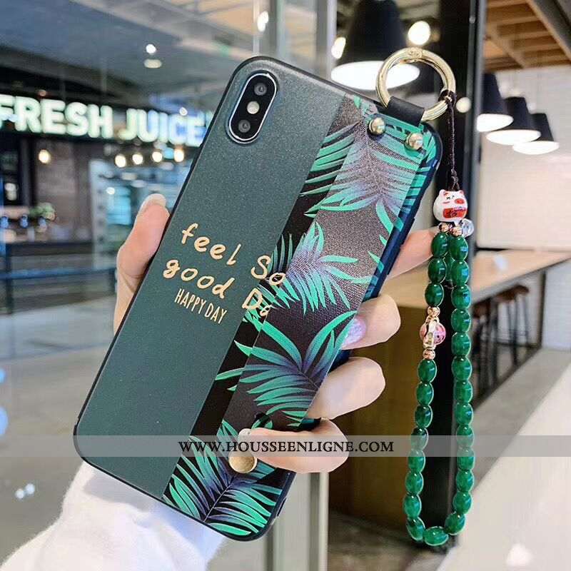 Coque iPhone Xs Silicone Protection Lapin Fluide Doux Charmant Amoureux Support Verte