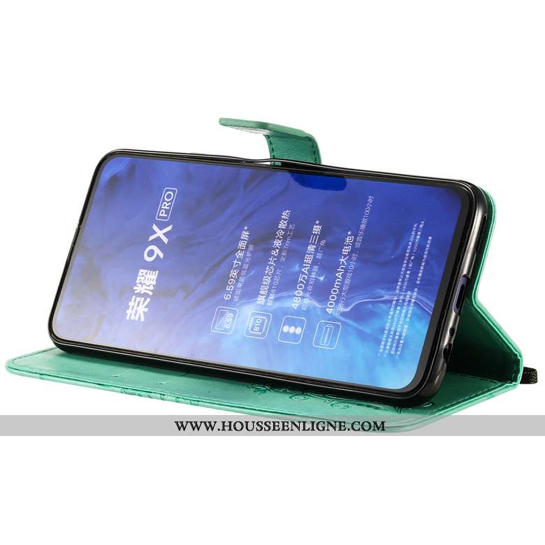 Housse Honor 9x Protection Cuir Jaune Étui Silicone Incassable Téléphone Portable