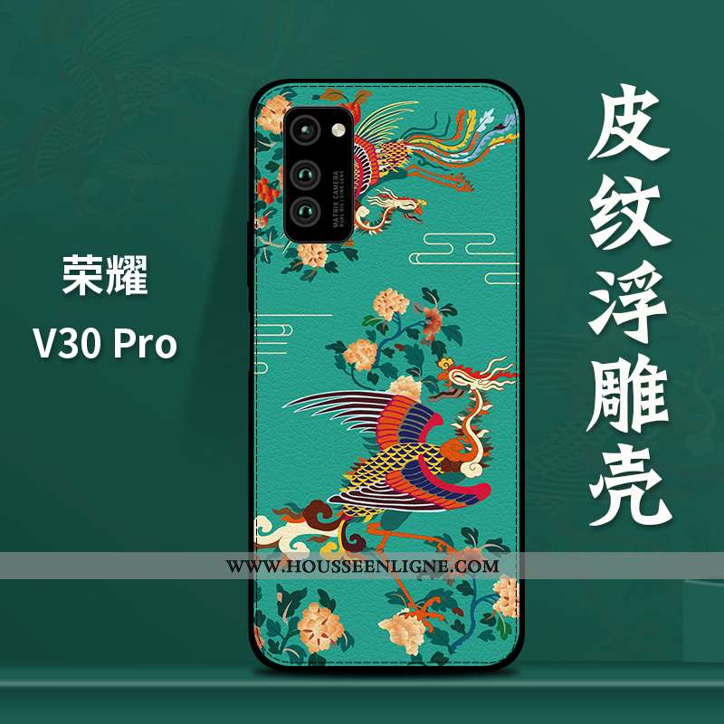 Housse Honor View30 Pro Cuir Modèle Fleurie Nouveau Amoureux Coque Personnalité Style Chinois Rouge