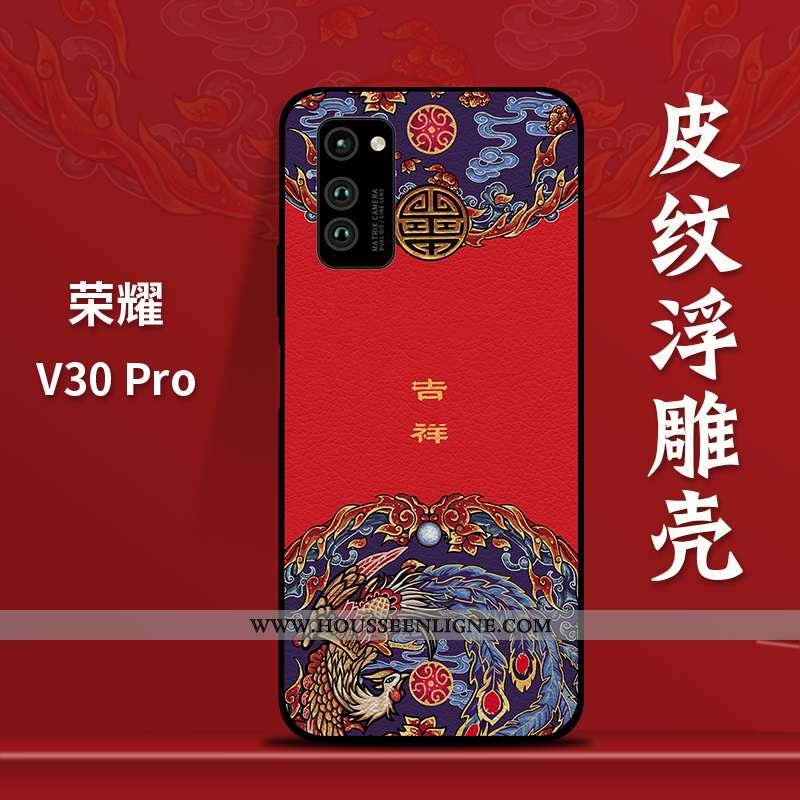 Housse Honor View30 Pro Modèle Fleurie Silicone Style Chinois Rouge Nouveau Tout Compris Qualité