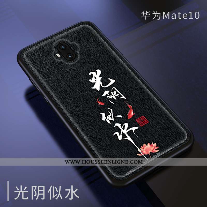 Housse Huawei Mate 10 Gaufrage Tendance Style Chinois Silicone Téléphone Portable Mode Étui Bleu Fon