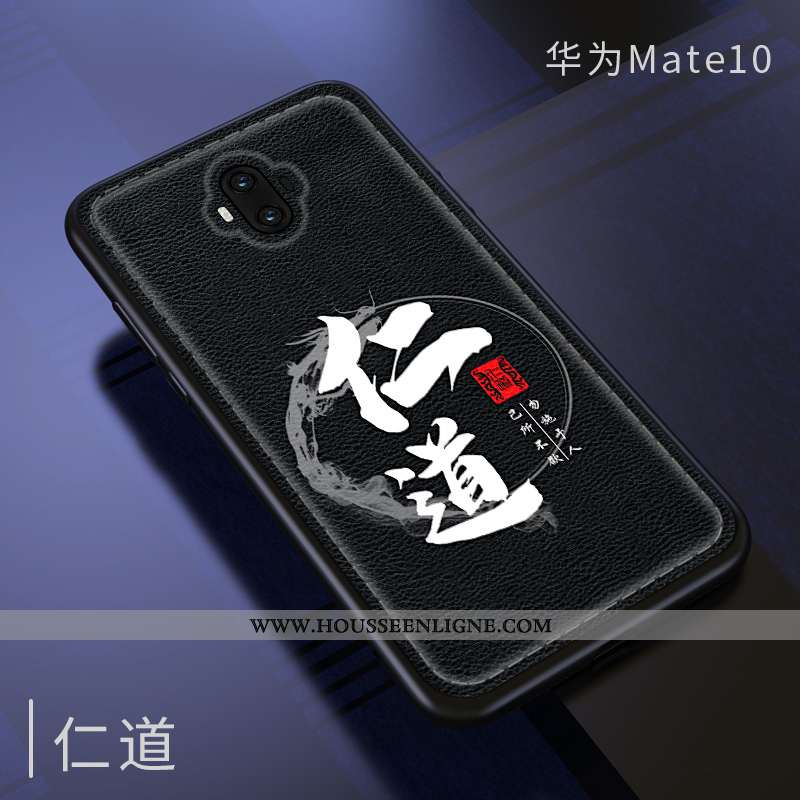 Housse Huawei Mate 10 Gaufrage Tendance Style Chinois Silicone Téléphone Portable Mode Étui Bleu Fon