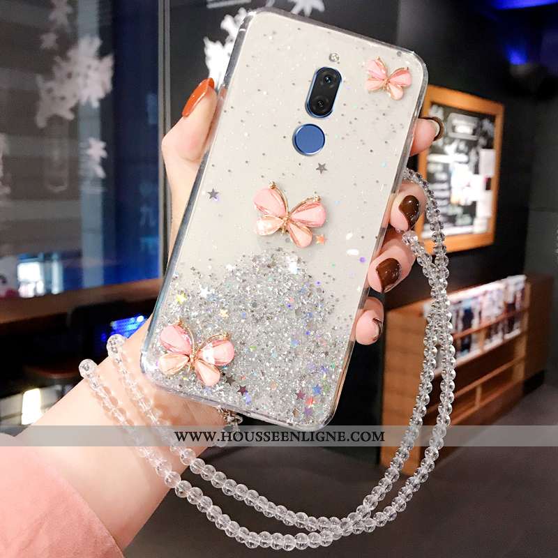 Housse Huawei Mate 10 Lite Silicone Incruster Strass Fluide Doux Téléphone Portable Rose Coque Bleu