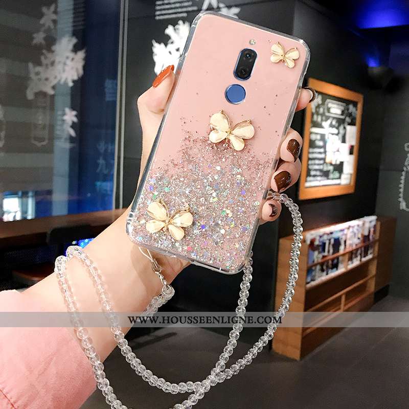 Housse Huawei Mate 10 Lite Silicone Incruster Strass Fluide Doux Téléphone Portable Rose Coque Bleu