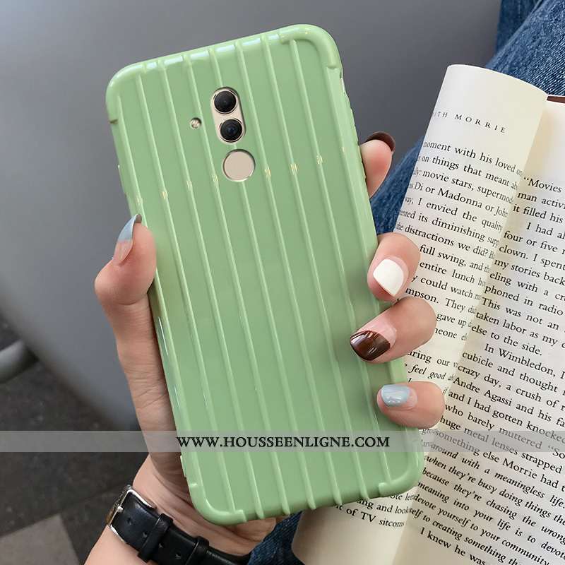 Housse Huawei Mate 20 Lite Fluide Doux Téléphone Portable Étui Couleur Unie Coque Vert Verte
