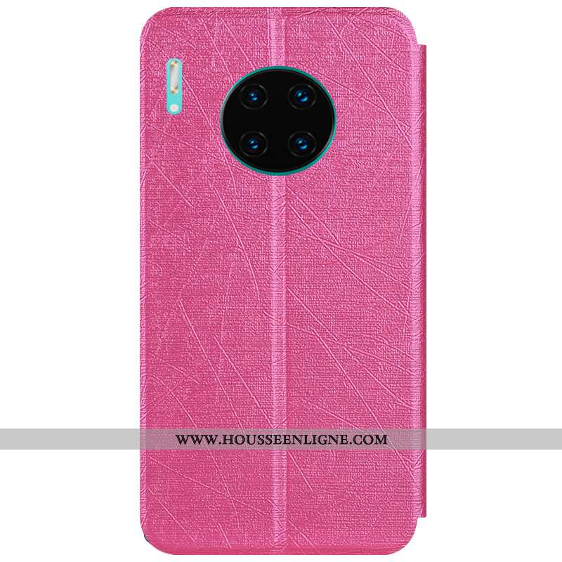 Housse Huawei Mate 30 Fluide Doux Protection Rouge Coque Cuir Tout Compris Support Rose