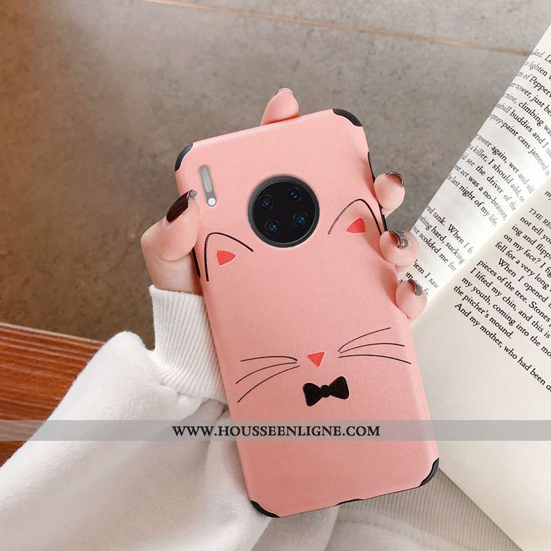 Housse Huawei Mate 30 Pro Charmant Protection Téléphone Portable Étui Chat Créatif Antidérapant Rose