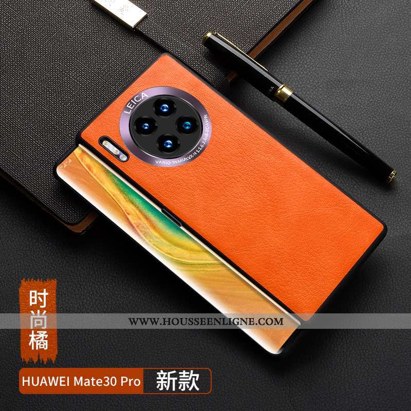 Housse Huawei Mate 30 Pro Délavé En Daim Personnalité Étui Tout Compris Luxe Cuir Net Rouge Orange