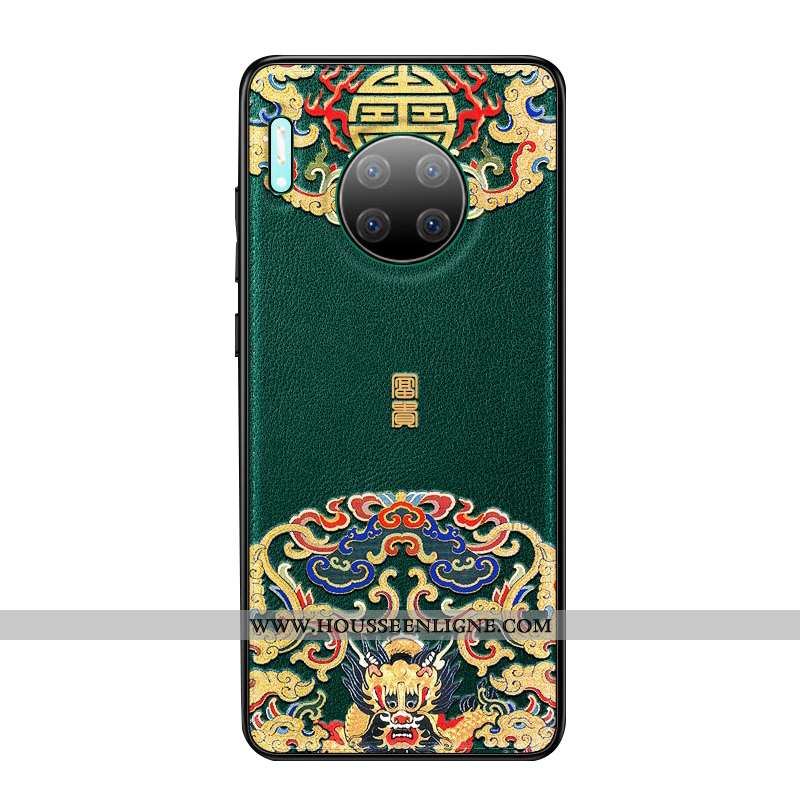 Housse Huawei Mate 30 Pro Personnalité Créatif Cuir Vintage Étui Téléphone Portable Net Rouge Verte