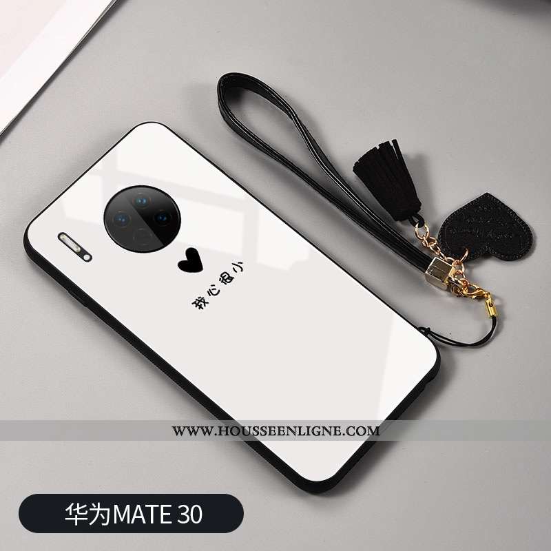 Housse Huawei Mate 30 Verre Personnalité Silicone Miroir Noir Clair Téléphone Portable