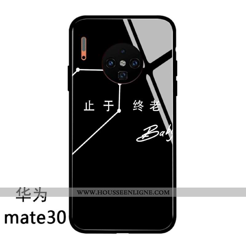 Housse Huawei Mate 30 Verre Tendance Simple Net Rouge Noir Art Protection