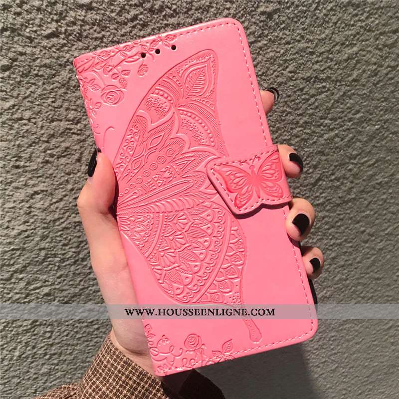 Housse Huawei P Smart Cuir Protection Jeunesse Rose Téléphone Portable Coque Papillon