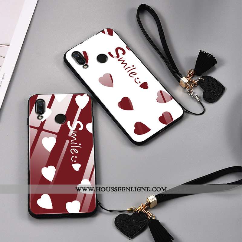 Housse Huawei P Smart+ Protection Verre Tendance Téléphone Portable Amour Simple Tout Compris Blanch