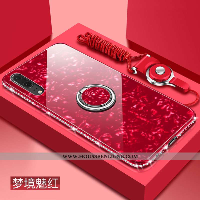 Housse Huawei P20 Fluide Doux Silicone Coque Rose Verre Difficile Protection