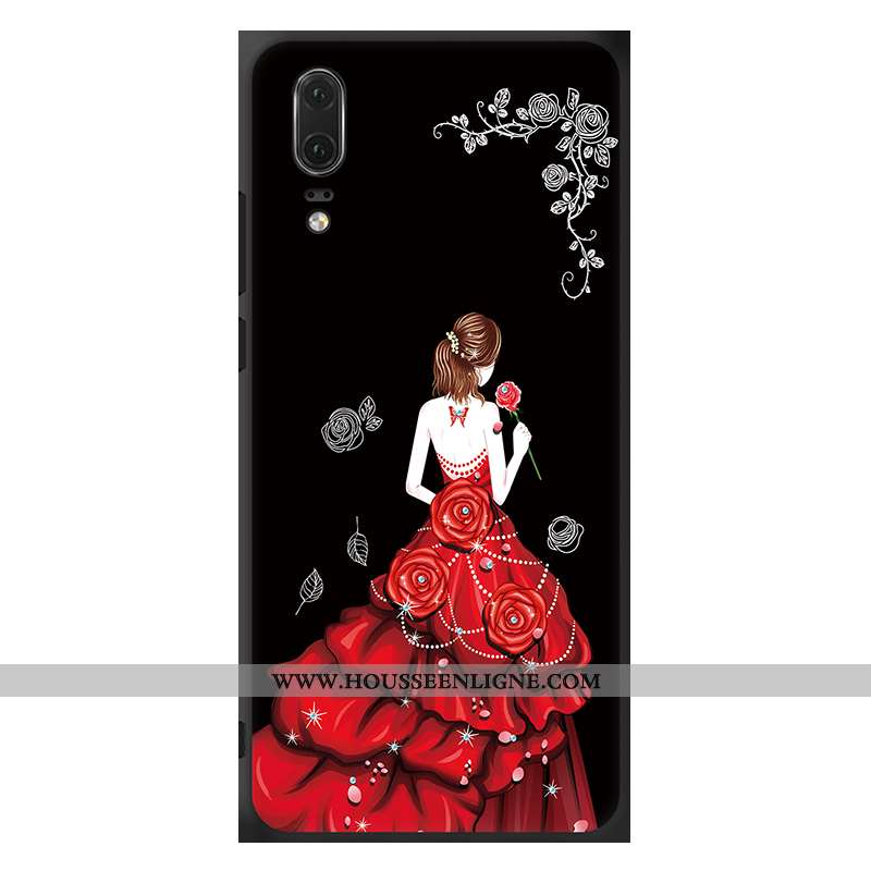 Housse Huawei P20 Ornements Suspendus Fluide Doux Silicone Rouge Téléphone Portable Protection Coque