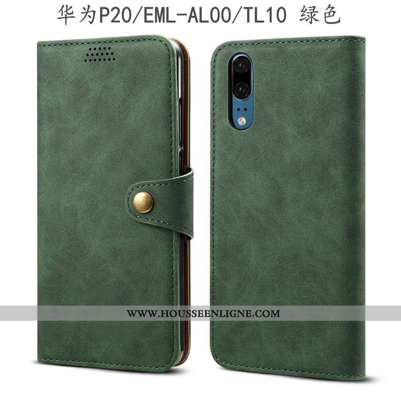 Housse Huawei P20 Protection Cuir Étui Vert Tout Compris Coque Téléphone Portable Armée Verte