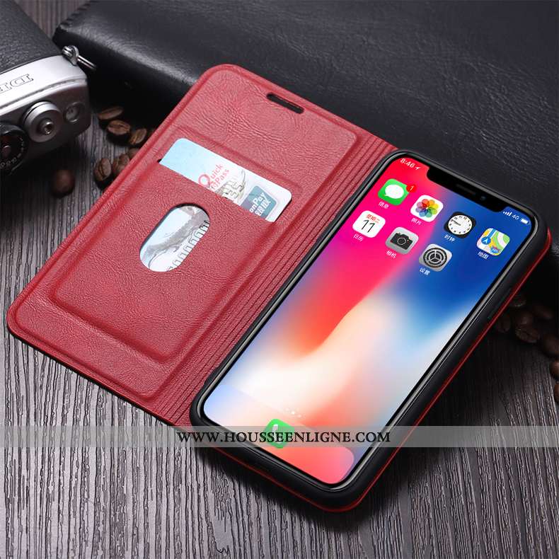Housse Huawei P20 Tendance Cuir Coque Clamshell Téléphone Portable Étui Fluide Doux Rouge