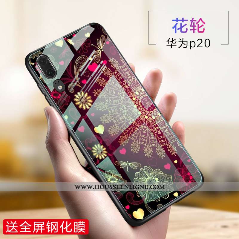 Housse Huawei P20 Verre Créatif Téléphone Portable Silicone Violet Incassable Fluide Doux