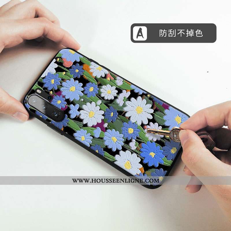 Housse Huawei P30 Délavé En Daim Gaufrage Tout Compris Luxe Fluide Doux Dimensionnel Peinture À L'hu