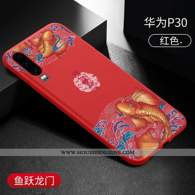 Housse Huawei P30 Fluide Doux Silicone Net Rouge Jaune Vintage Amoureux Créatif