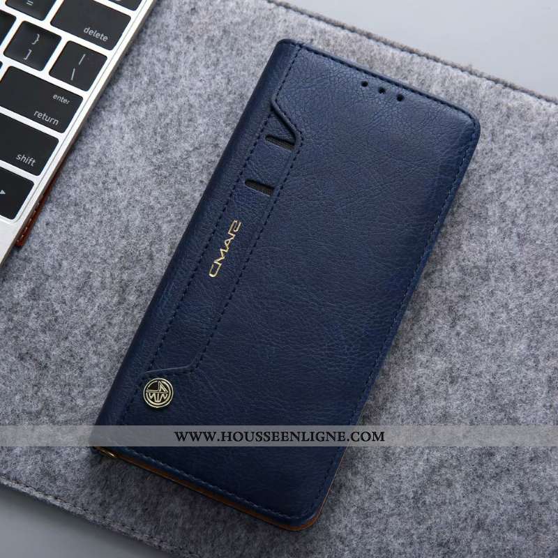 Housse Huawei P30 Pro Portefeuille Cuir Étui Coque Bleu Marin Silicone Incassable Bleu Foncé