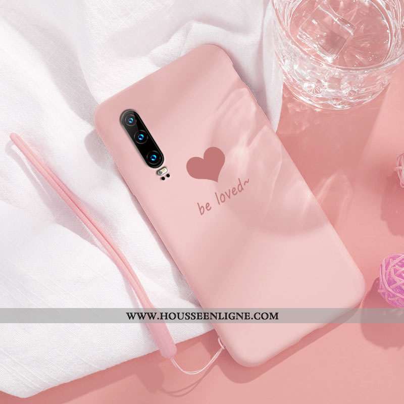 Housse Huawei P30 Tendance Silicone Clair Tout Compris Téléphone Portable Simple Vent Rose