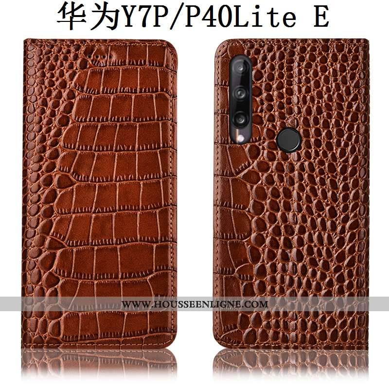 Housse Huawei P40 Lite E Protection Cuir Véritable Téléphone Portable Marron Modèle Fleurie Coque
