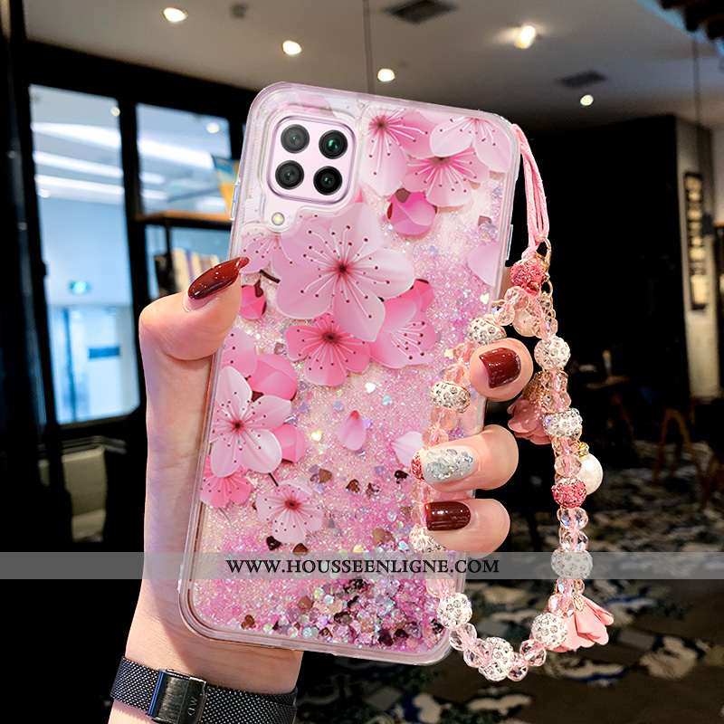 Housse Huawei P40 Lite Fluide Doux Incassable Quicksand Téléphone Portable Coque Rose Tout Compris