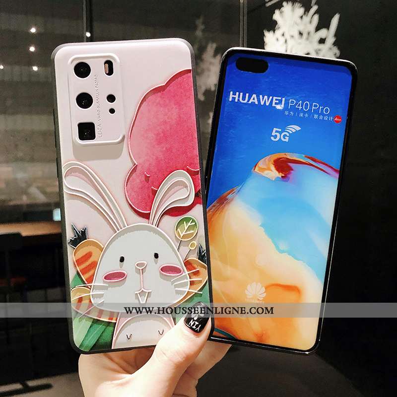 Housse Huawei P40 Pro Protection Délavé En Daim Rose Coque Nouveau Créatif Téléphone Portable