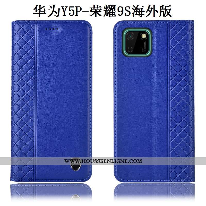 Housse Huawei Y5p Cuir Véritable Protection Coque Jaune Téléphone Portable Incassable