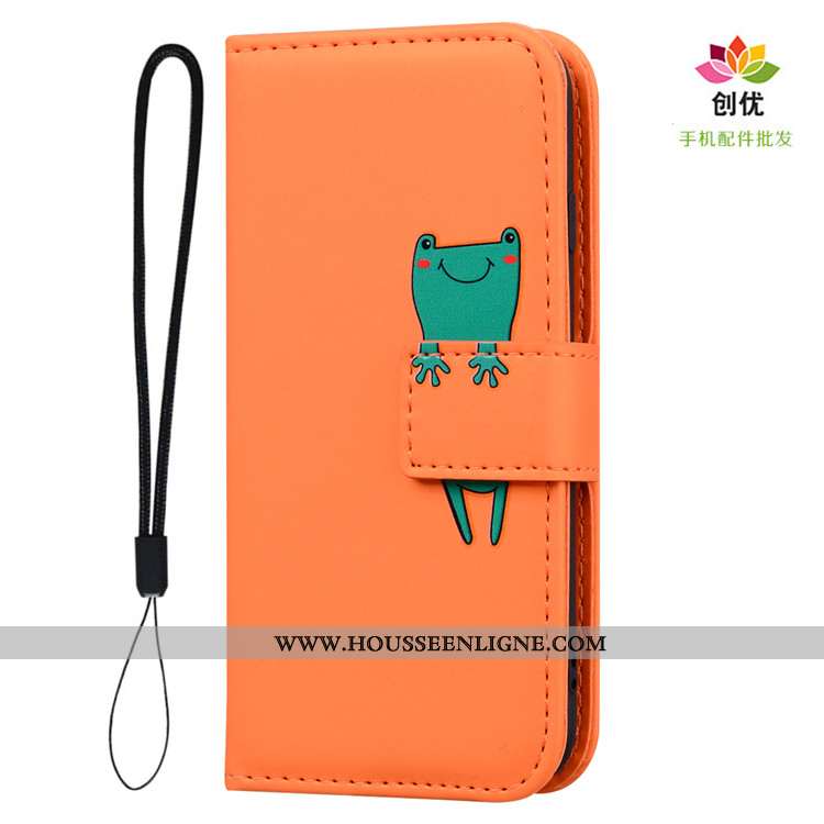 Housse Huawei Y5p Dessin Animé Cuir Incassable Téléphone Portable Clamshell Coque Étui Orange