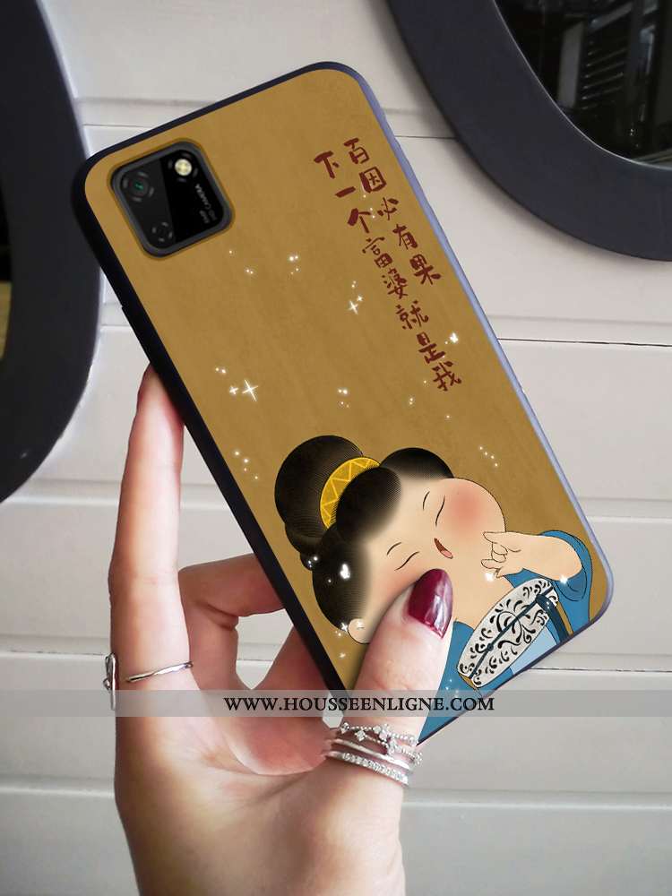 Housse Huawei Y5p Mode Protection Délavé En Daim Jaune Petit Téléphone Portable Net Rouge