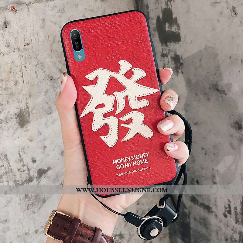 Housse Huawei Y6 2020 Gaufrage Fluide Doux Étui 2020 Rouge Silicone Coque