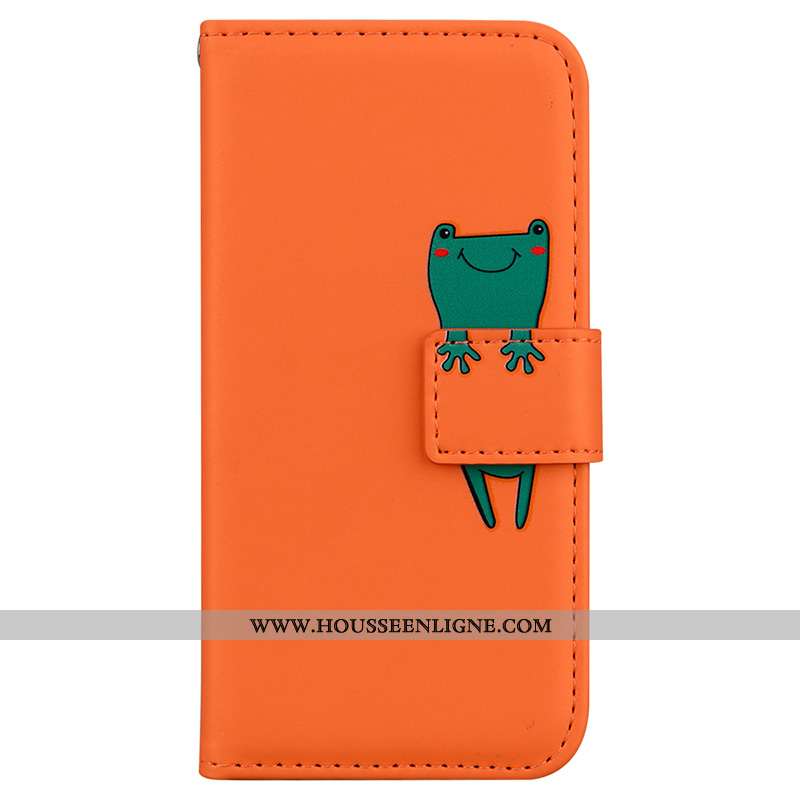 Housse Huawei Y6p Charmant Cuir Étui Carte Téléphone Portable Dessin Animé Protection Orange