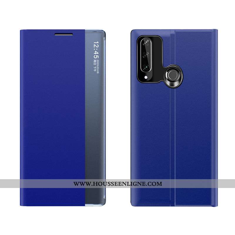 Housse Huawei Y6p Cuir Protection Téléphone Portable Coque Clamshell Incassable Windows Bleu