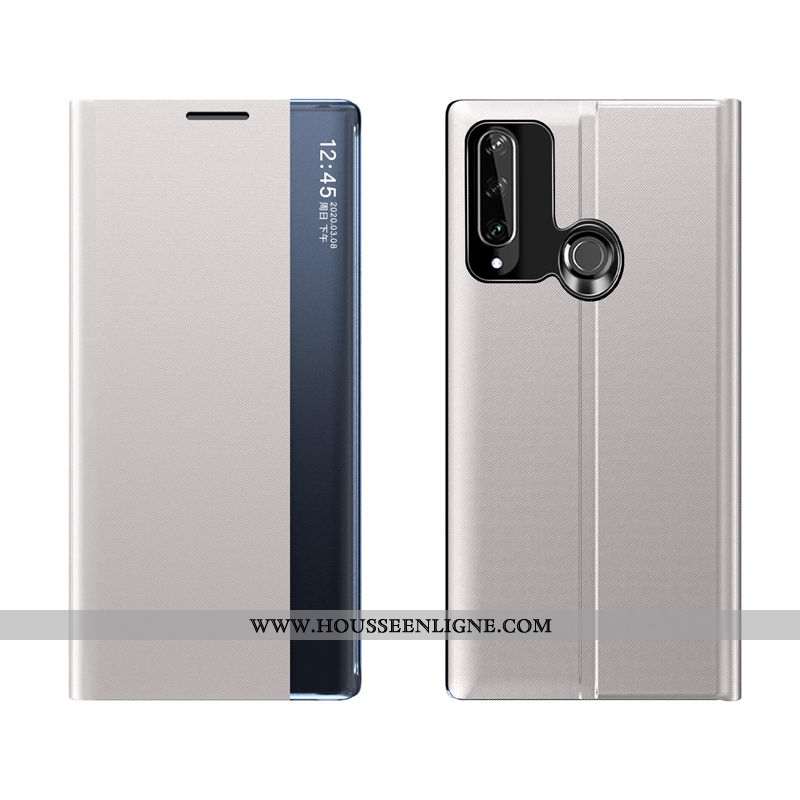 Housse Huawei Y6p Cuir Protection Téléphone Portable Coque Clamshell Incassable Windows Bleu