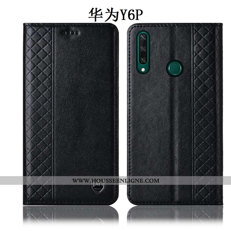 Housse Huawei Y6p Protection Cuir Véritable Coque Téléphone Portable Incassable Marron