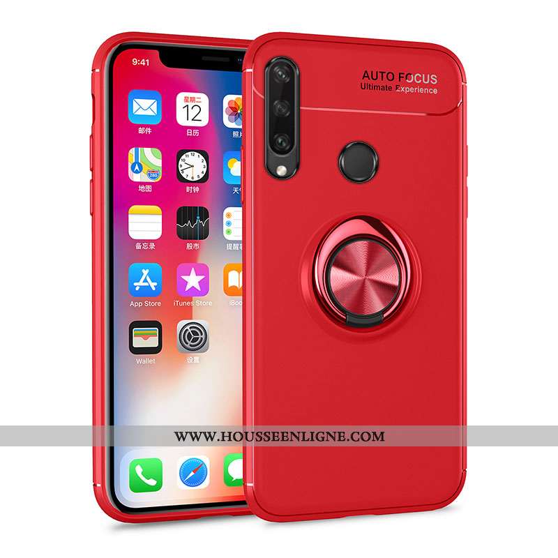 Housse Huawei Y6p Protection Fluide Doux Anneau Rouge Simple Support Invisible
